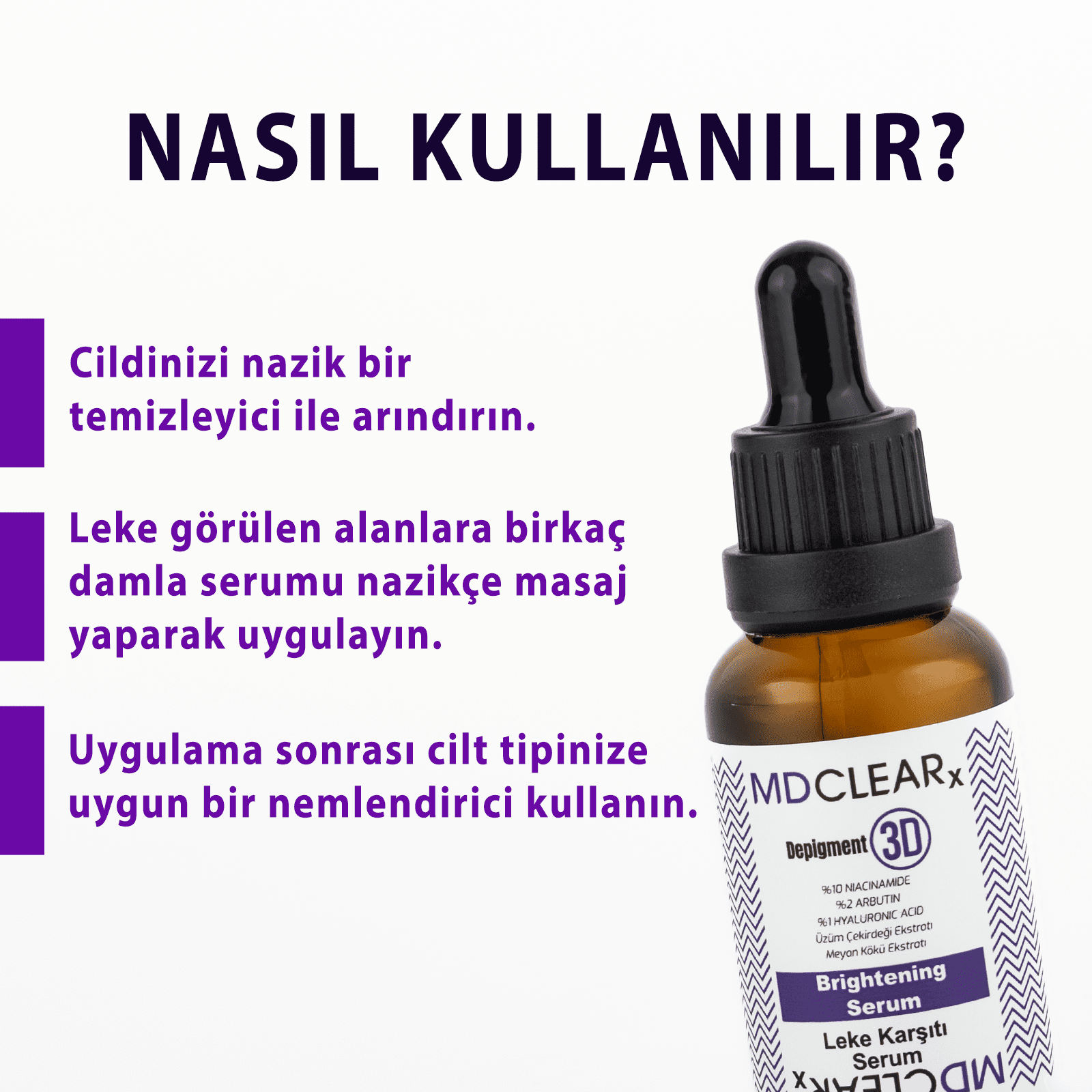 MDCLEARx "DEPİGMENT 3D" LEKE KARŞITI AYDINLATICI SERUM - Görsel 2