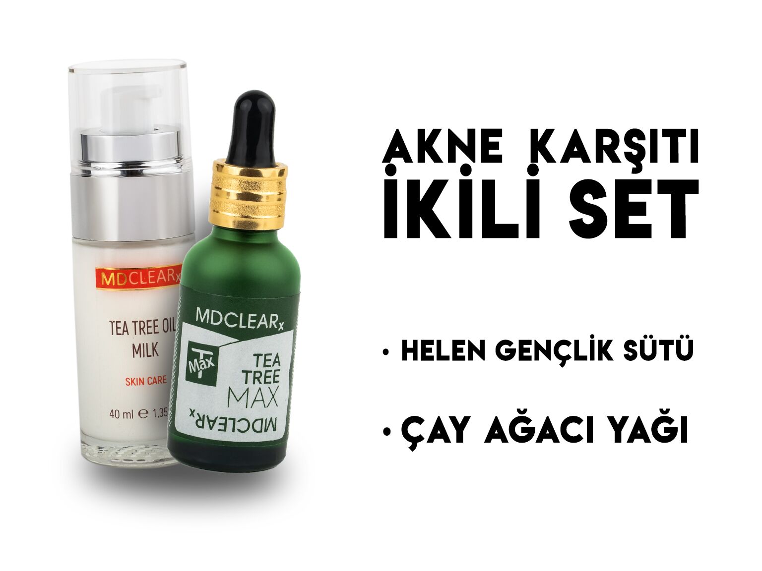 Akne Karşıtı Set (HELEN GENÇLİK SÜTÜ + ÇAY AĞACI YAĞI MAX)