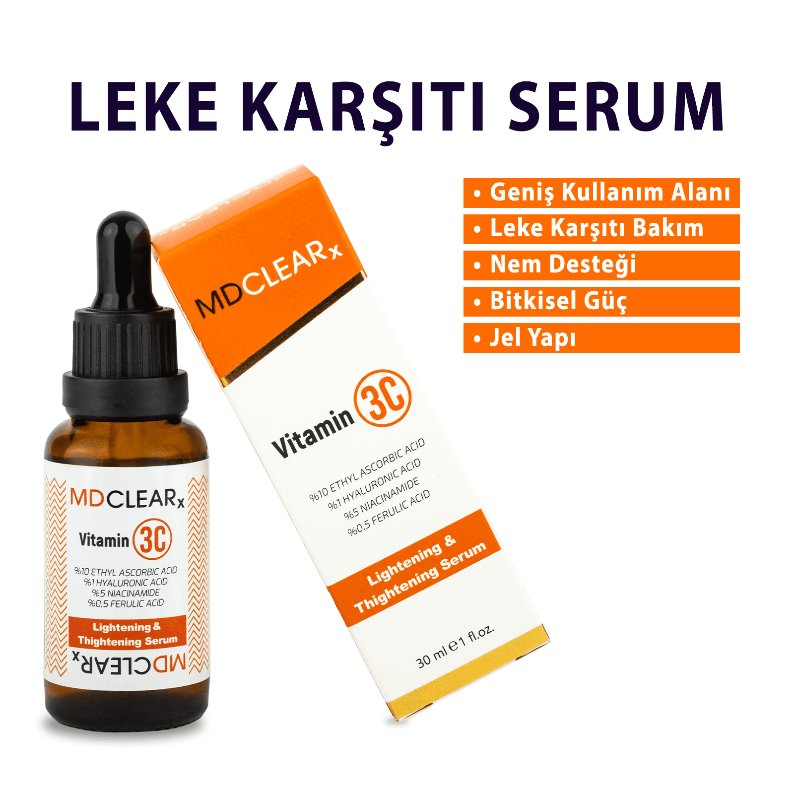 MDCLEARx C VİTAMİNİ 3C (C Vitamini Küpü) Yüz Aydınlatma Serumu - Görsel 3