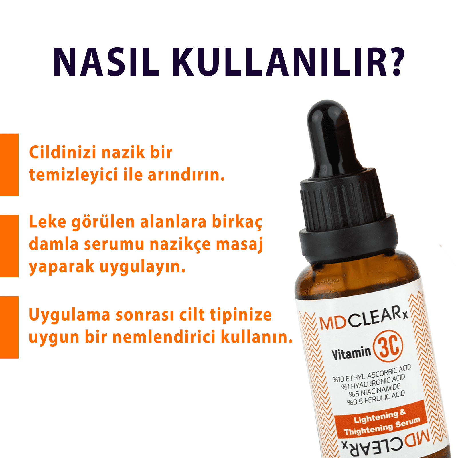 MDCLEARx C VİTAMİNİ 3C (C Vitamini Küpü) Yüz Aydınlatma Serumu - Görsel 4