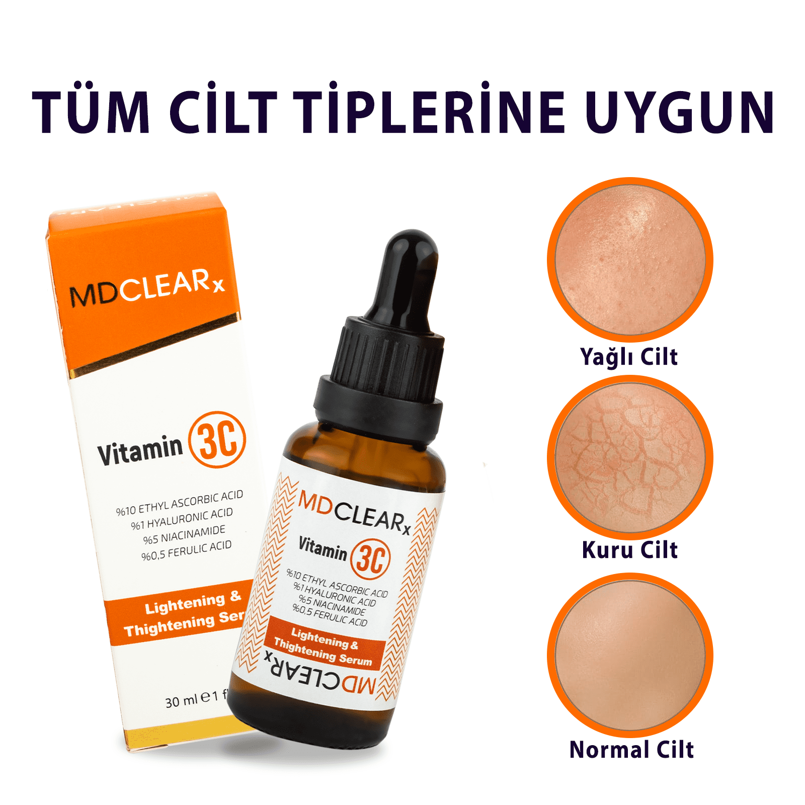 MDCLEARx C VİTAMİNİ 3C (C Vitamini Küpü) Yüz Aydınlatma Serumu